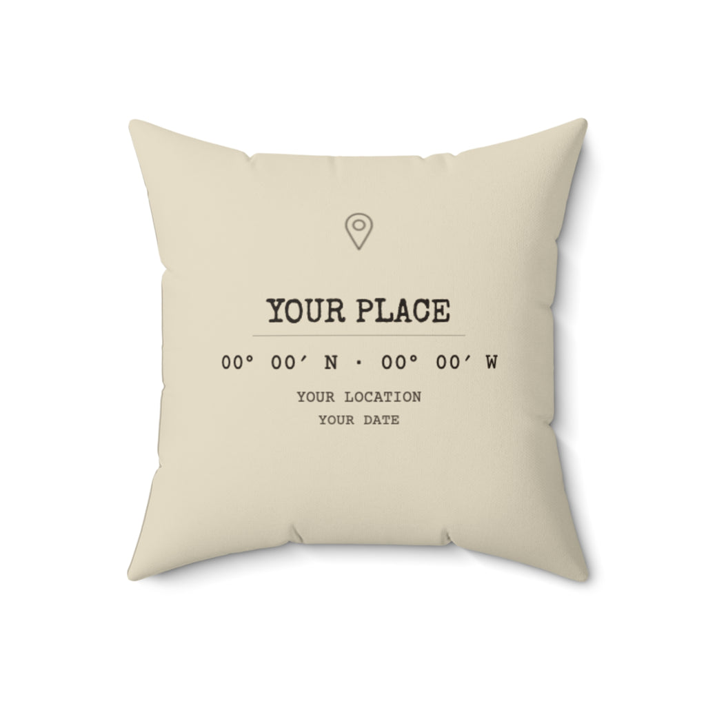 Custom Coordinates Pillow — Indoor, Square (18″ × 18″)