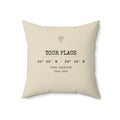 Custom Coordinates Pillow — Indoor, Square (18″ × 18″)