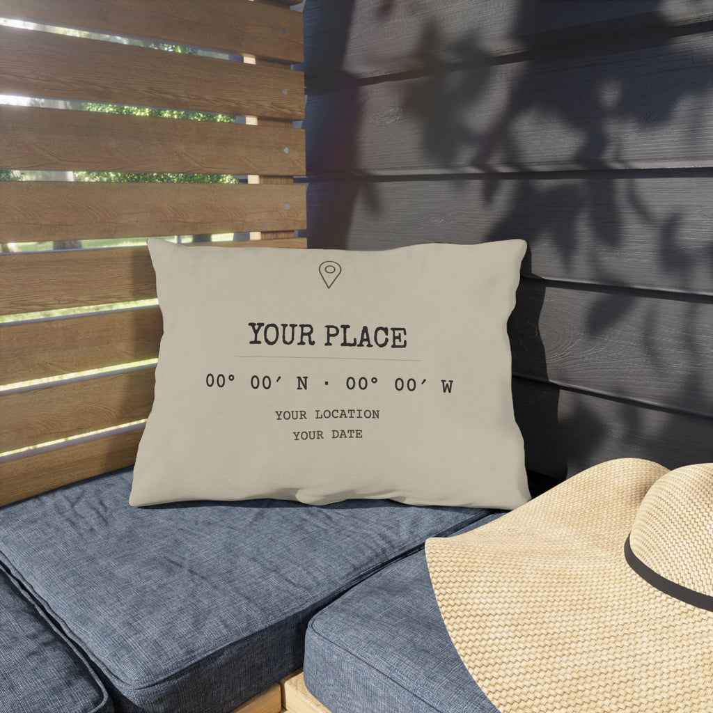 Custom Coordinates Pillow — Outdoor, Lumbar (20″ × 14″)
