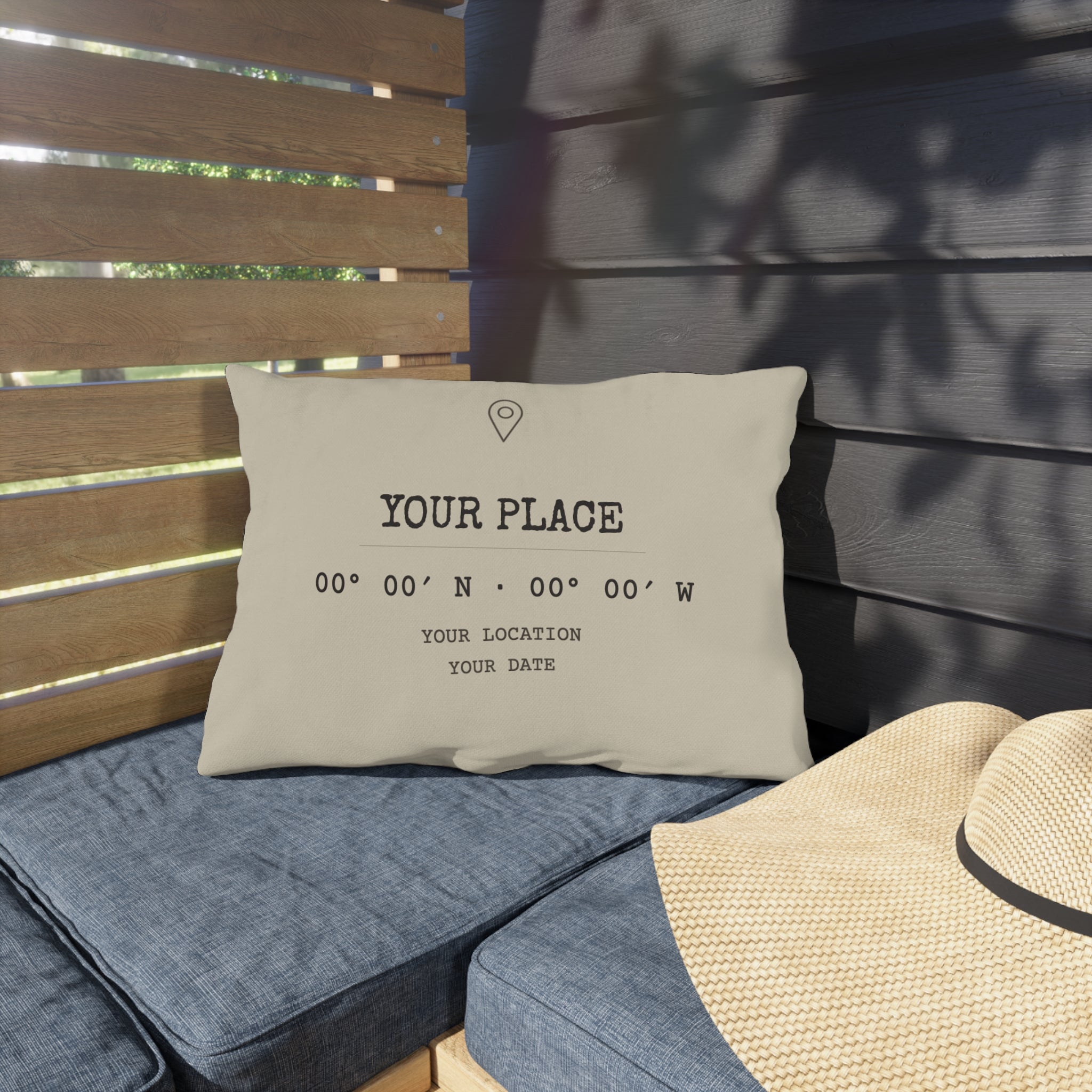 Custom Coordinates Pillow — Outdoor, Lumbar (20″ × 14″)