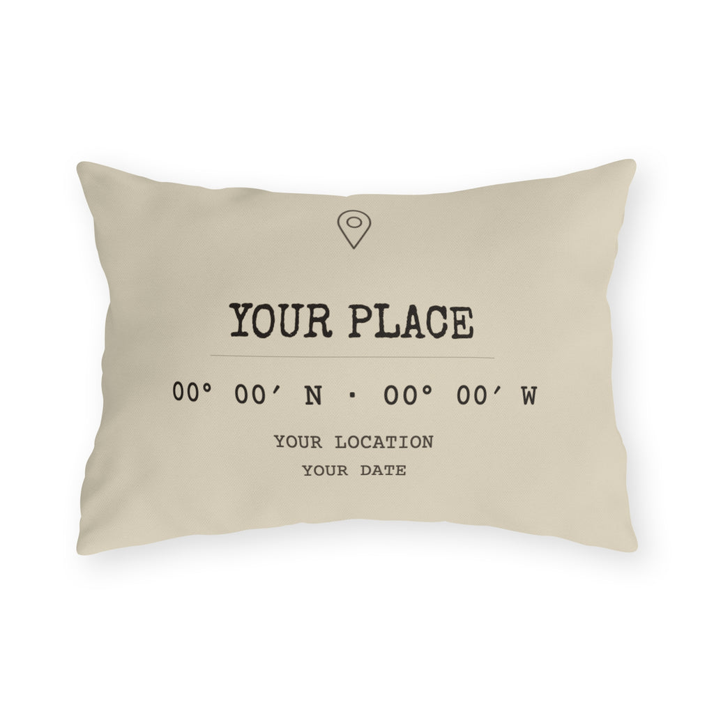 Custom Coordinates Pillow — Outdoor, Lumbar (20″ × 14″)