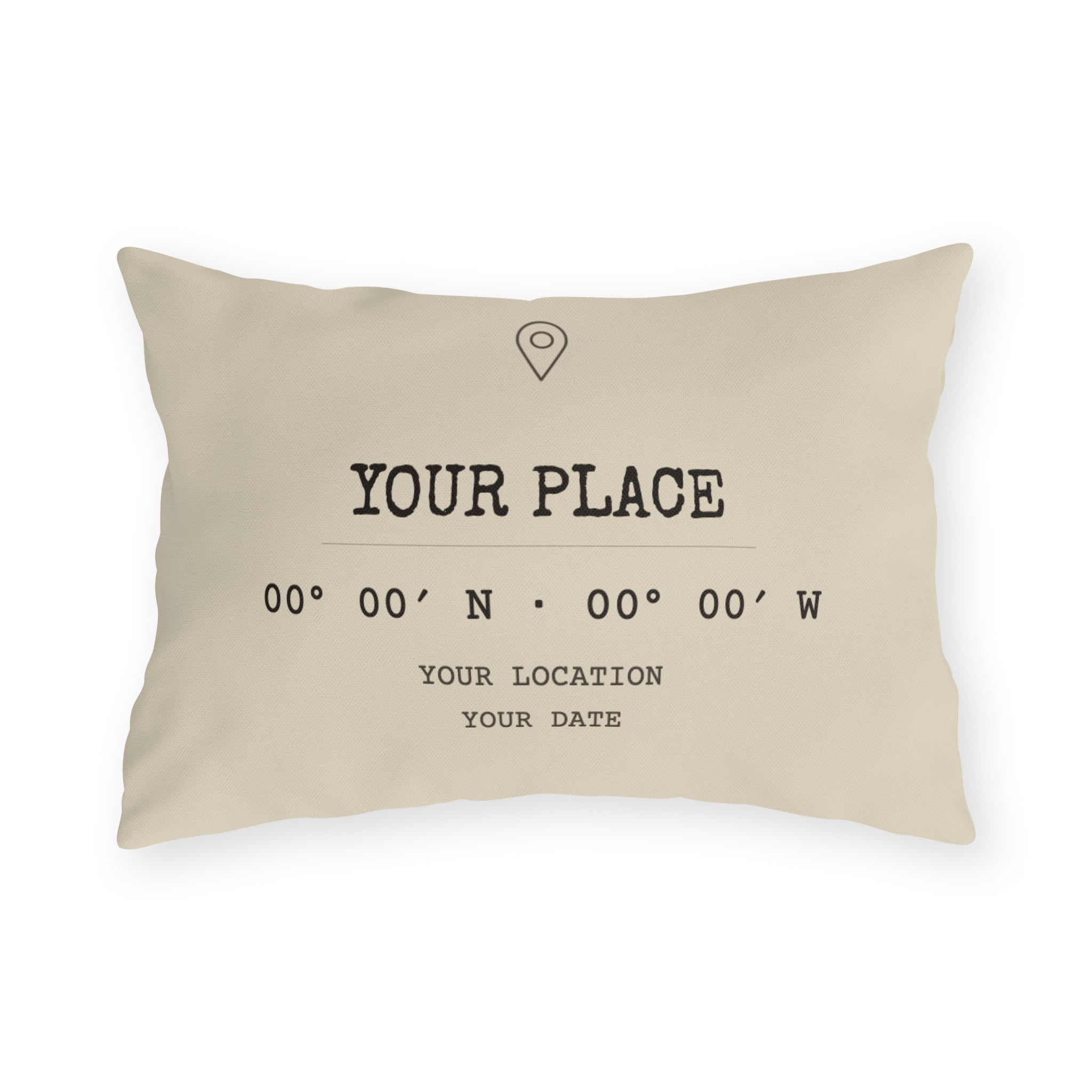 Custom Coordinates Pillow — Outdoor, Lumbar (20″ × 14″)