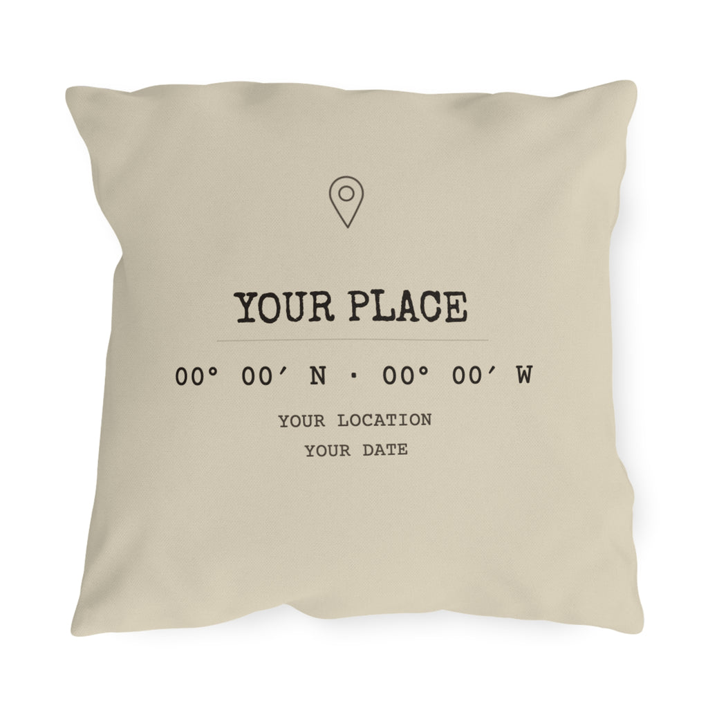 Custom Coordinates Pillow — Outdoor, Square (18″ × 18″)