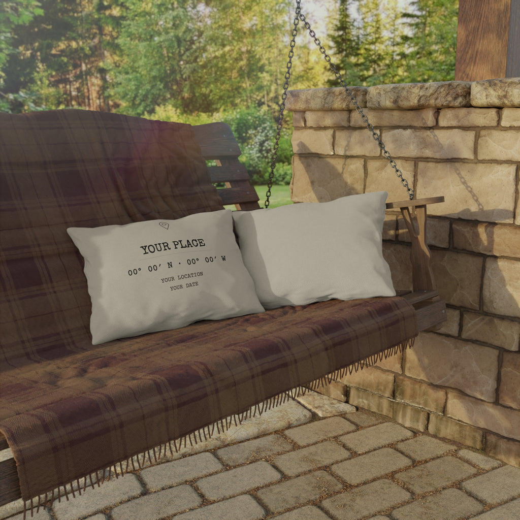 Custom Coordinates Pillow — Outdoor, Lumbar (20″ × 14″)