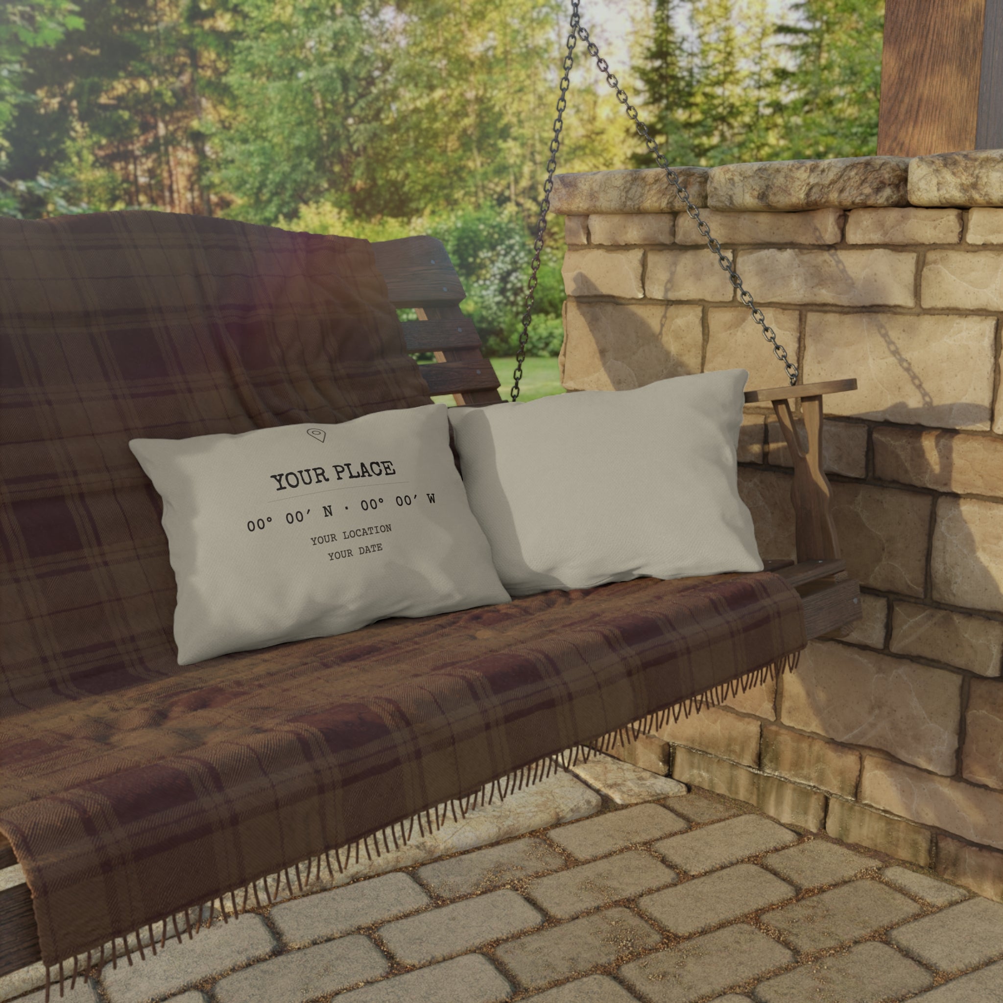 Custom Coordinates Pillow — Outdoor, Lumbar (20″ × 14″)