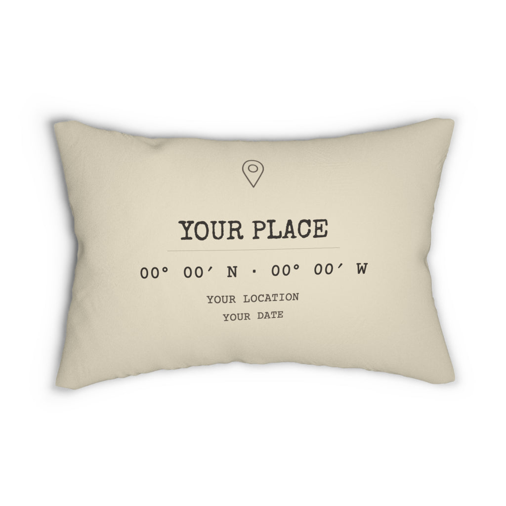 Custom Coordinates Pillow — Indoor, Lumbar (20″ × 14″)