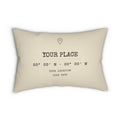 Custom Coordinates Pillow — Indoor, Lumbar (20″ × 14″)