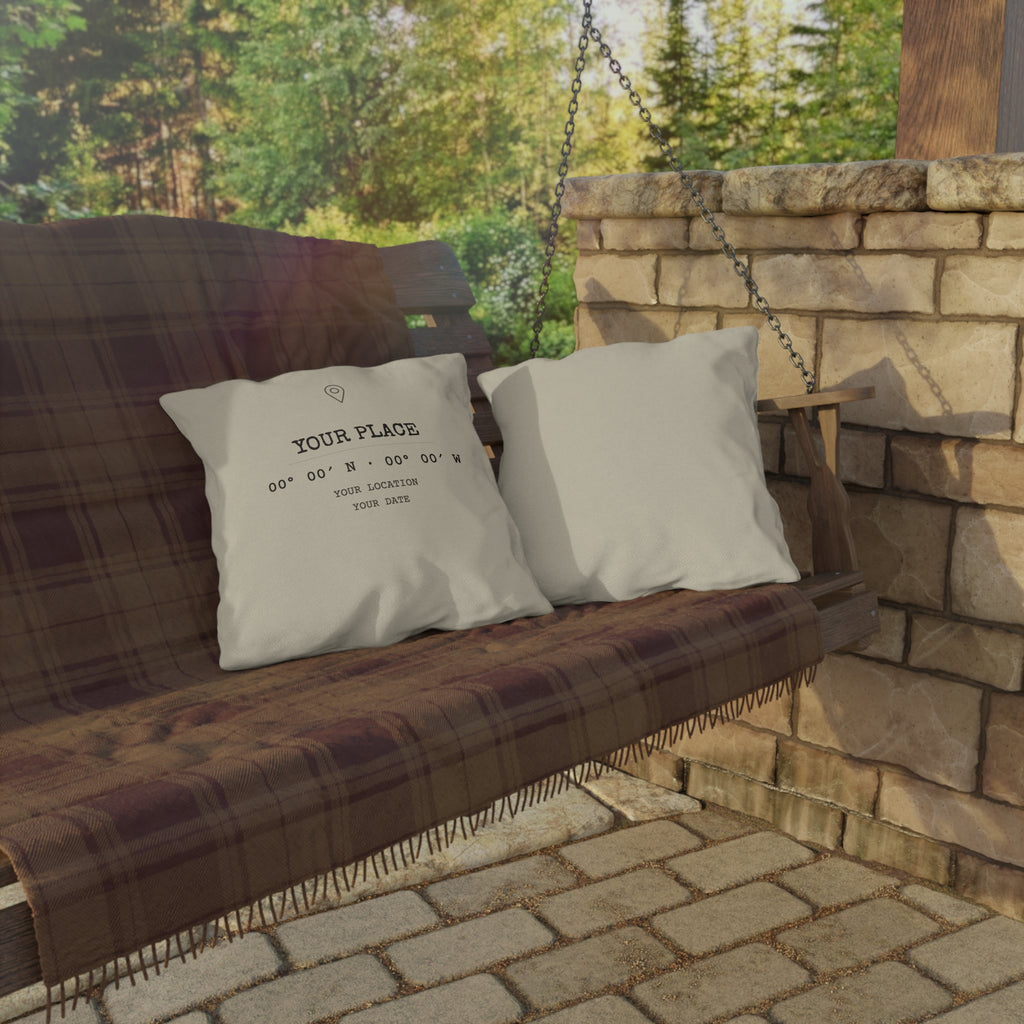 Custom Coordinates Pillow — Outdoor, Square (18″ × 18″)