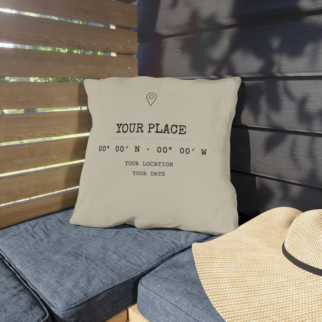 Custom Coordinates Pillow — Outdoor, Square (18″ × 18″)
