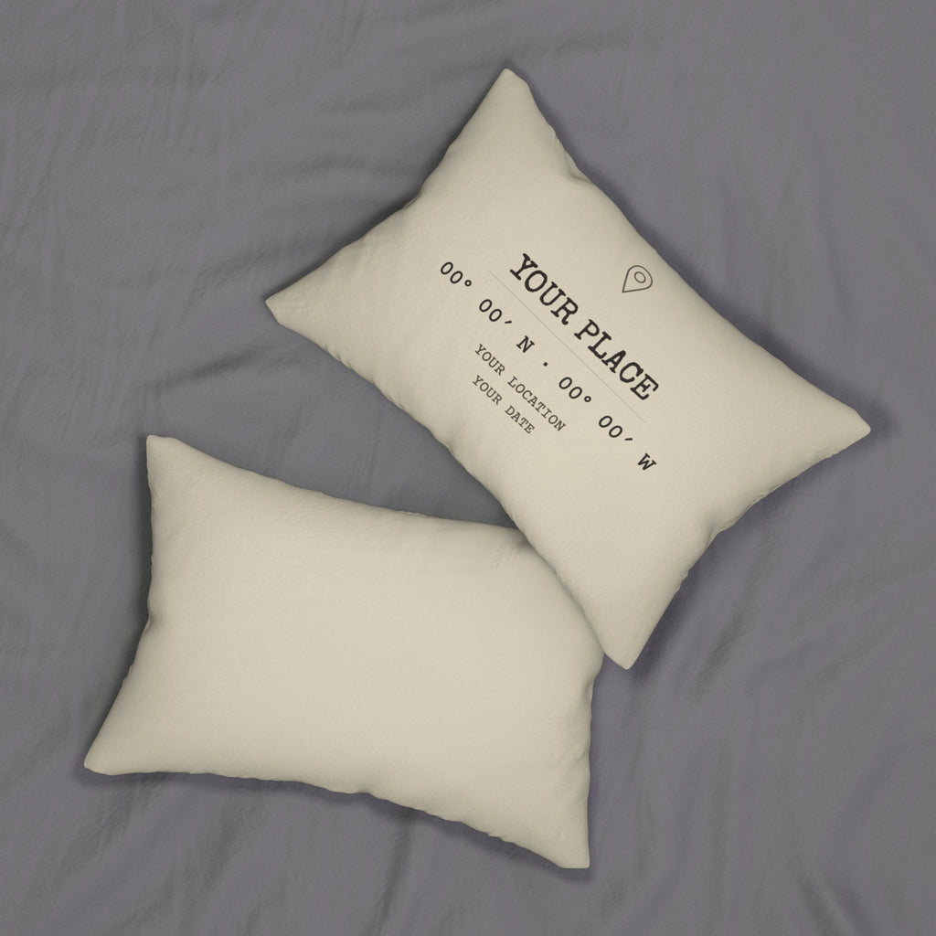 Custom Coordinates Pillow — Indoor, Lumbar (20″ × 14″)
